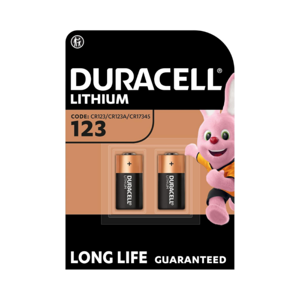 Duracell CR123 (3V) Lithium Batteries 2pk